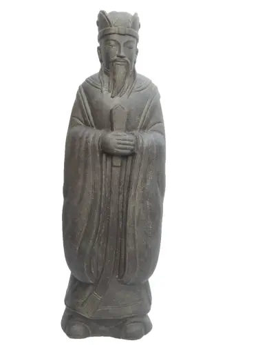 Product image of the product “Standing Samurai, 175cm height, cast stone, hollow, handcrafted & coloured ”